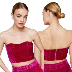 NWT Nasty Gal Velvet Tailored Bustier top hot pink size 2